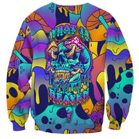Unisex multicolor skull sweatshirt with dripping neon graphic and 'HEAVEN' text