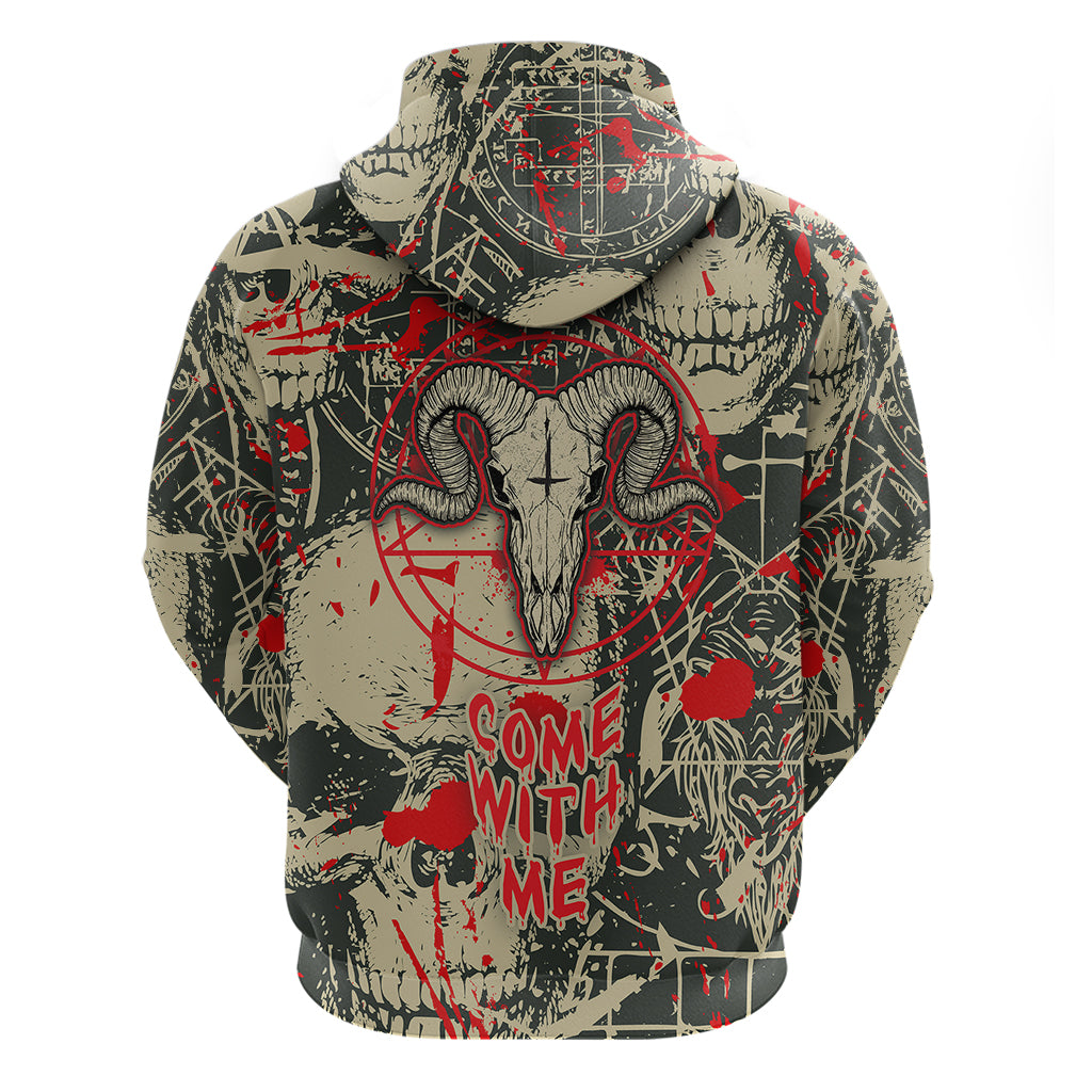 Skull Pattern Hoodie Demon Art - Come With Me - Wonder Print Shop