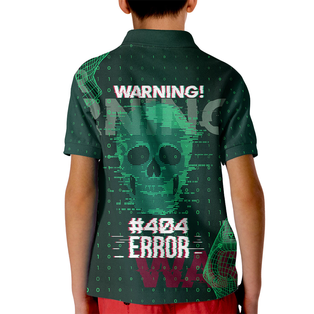 Technology Skull Kid Polo Shirt Warning - Erro 404 - Wonder Print Shop