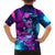 Space Skull Family Matching Long Sleeve Bodycon Dress and Hawaiian Shirt Skeleton Color Neon Paint On Space - Wonder Print Shop