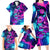 Space Skull Family Matching Long Sleeve Bodycon Dress and Hawaiian Shirt Skeleton Color Neon Paint On Space - Wonder Print Shop