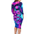 Space Skull Family Matching Long Sleeve Bodycon Dress and Hawaiian Shirt Skeleton Color Neon Paint On Space - Wonder Print Shop