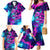 Space Skull Family Matching Mermaid Dress and Hawaiian Shirt Skeleton Color Neon Paint On Space - Wonder Print Shop