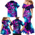 Space Skull Family Matching Mermaid Dress and Hawaiian Shirt Skeleton Color Neon Paint On Space - Wonder Print Shop