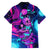 Space Skull Family Matching Mermaid Dress and Hawaiian Shirt Skeleton Color Neon Paint On Space - Wonder Print Shop