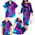 Space Skull Family Matching Off Shoulder Long Sleeve Dress and Hawaiian Shirt Skeleton Color Neon Paint On Space - Wonder Print Shop