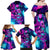 Space Skull Family Matching Off Shoulder Long Sleeve Dress and Hawaiian Shirt Skeleton Color Neon Paint On Space - Wonder Print Shop