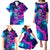 Space Skull Family Matching Puletasi Dress and Hawaiian Shirt Skeleton Color Neon Paint On Space - Wonder Print Shop