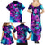 Space Skull Family Matching Summer Maxi Dress and Hawaiian Shirt Skeleton Color Neon Paint On Space - Wonder Print Shop