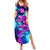 Space Skull Family Matching Summer Maxi Dress and Hawaiian Shirt Skeleton Color Neon Paint On Space - Wonder Print Shop