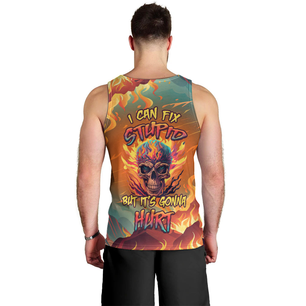 I Can Fix Stupid Bit It's Gonna Hurt Flaming kull Men Tank Top - Wonder Print Shop