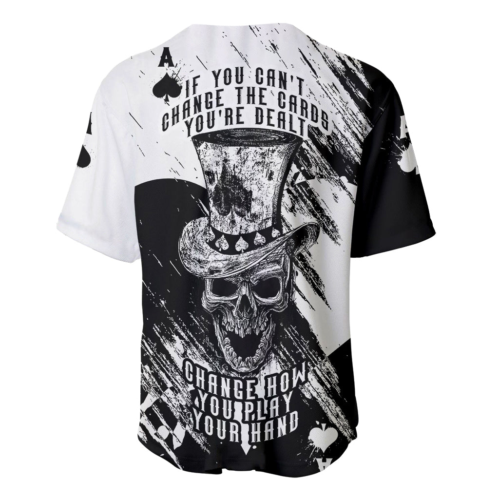 Black Joke Skull Baseball Jersey Spade Ace Grunge Art - Wonder Print Shop