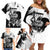 Black Joke Skull Family Matching Off Shoulder Short Dress and Hawaiian Shirt Spade Ace Grunge Art - Wonder Print Shop