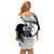 Black Joke Skull Family Matching Off Shoulder Short Dress and Hawaiian Shirt Spade Ace Grunge Art - Wonder Print Shop