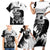 Black Joke Skull Family Matching Short Sleeve Bodycon Dress and Hawaiian Shirt Spade Ace Grunge Art - Wonder Print Shop