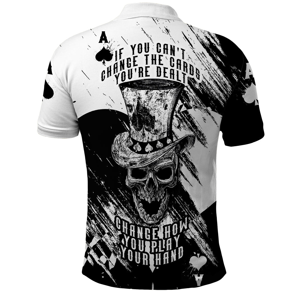 Black Joke Skull Polo Shirt Spade Ace Grunge Art - Wonder Print Shop