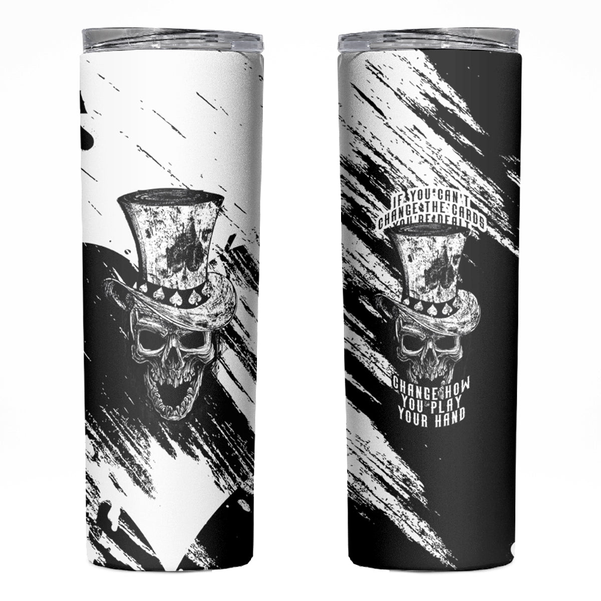 Black Joke Skull Skinny Tumbler Spade Ace Grunge Art - Wonder Print Shop