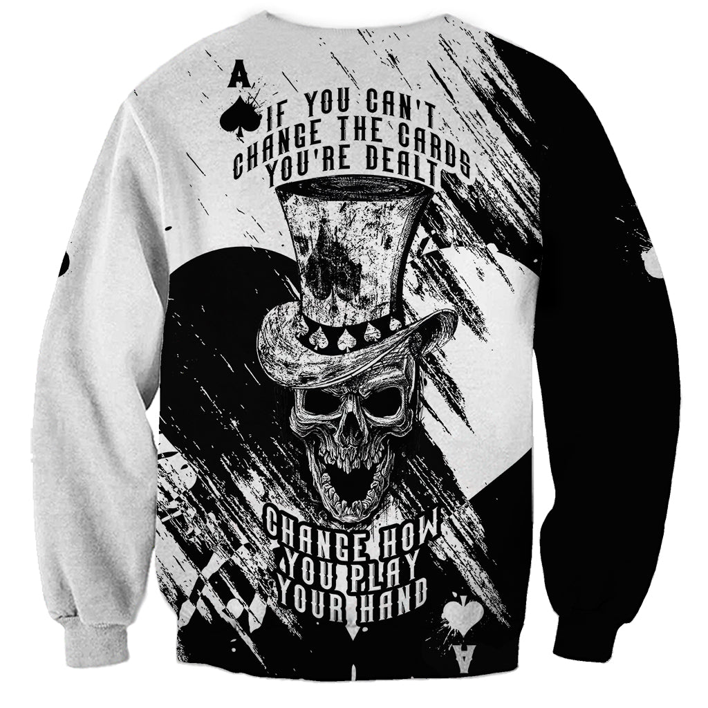 Black and white unisex skull face graphic sweatshirt, long sleeves, crew neck