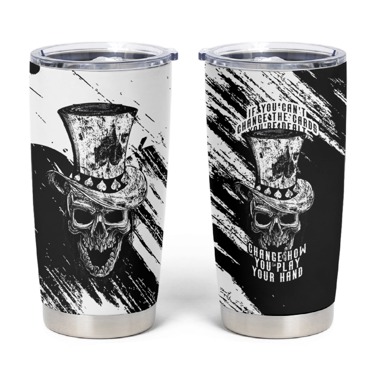 Black Joke Skull Tumbler Cup Spade Ace Grunge Art - Wonder Print Shop