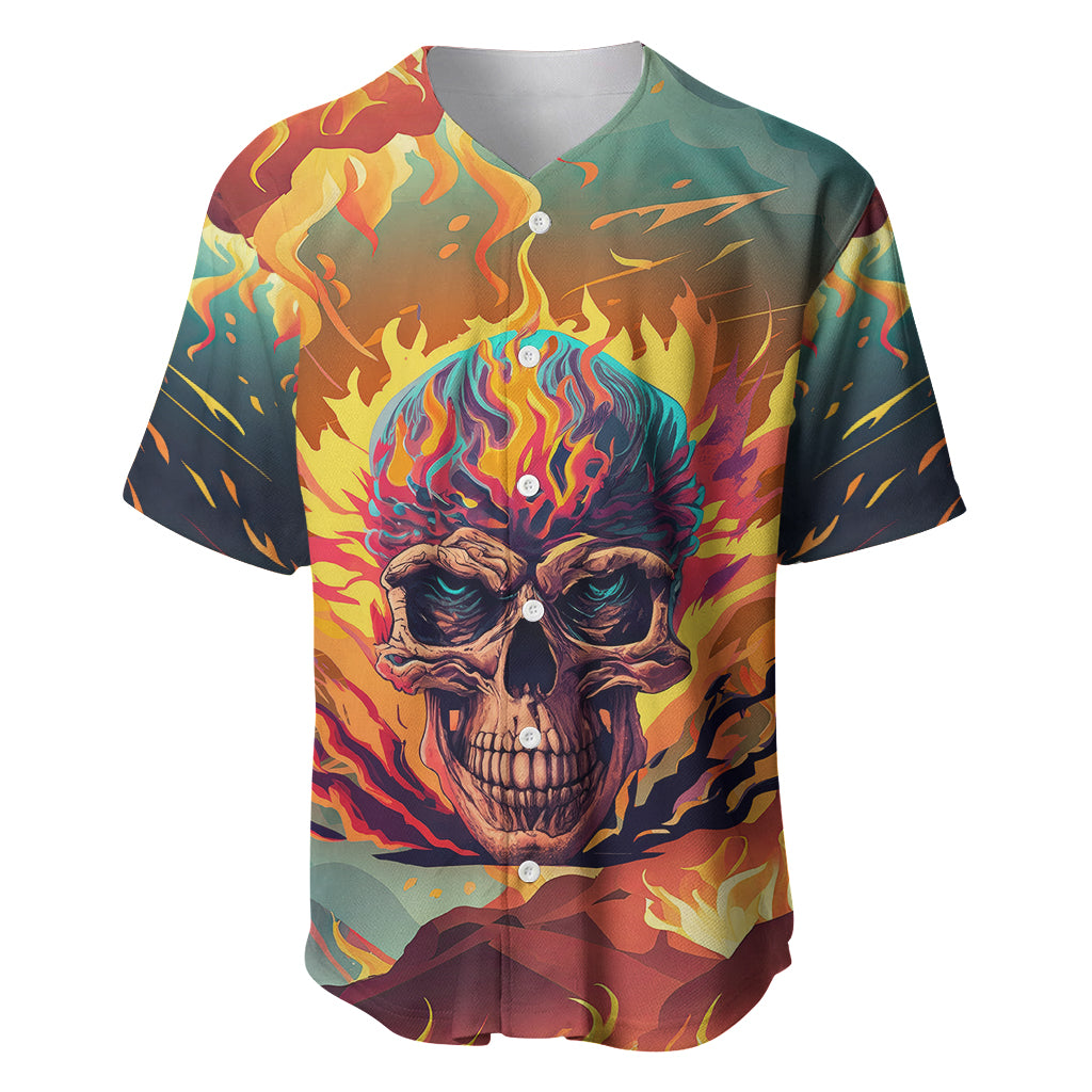 Skull Flaming Baseball Jersey I Can Fix Stupid But It's Gonna Hurt - Wonder Print Shop