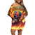 Skull Flaming Family Matching Off Shoulder Short Dress and Hawaiian Shirt I Can Fix Stupid But It's Gonna Hurt - Wonder Print Shop