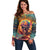 Skull Flaming Off Shoulder Sweater I Can Fix Stupid But It's Gonna Hurt - Wonder Print Shop