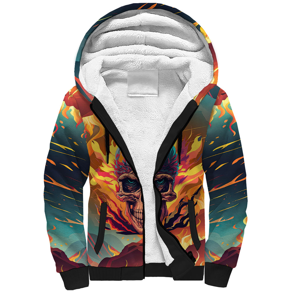 Skull Flaming Sherpa Hoodie I Can Fix Stupid But It's Gonna Hurt - Wonder Print Shop