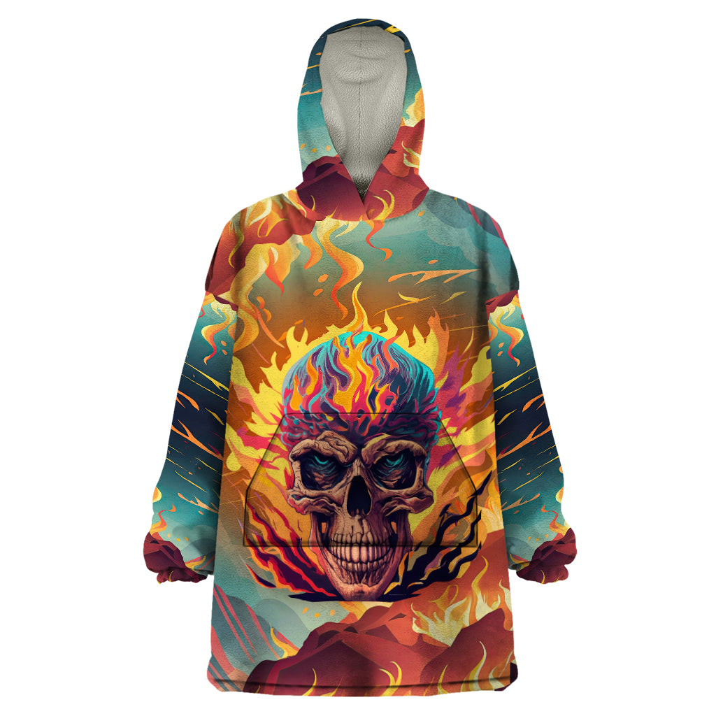 Skull Flaming Wearable Blanket Hoodie I Can Fix Stupid But It's Gonna Hurt - Wonder Print Shop