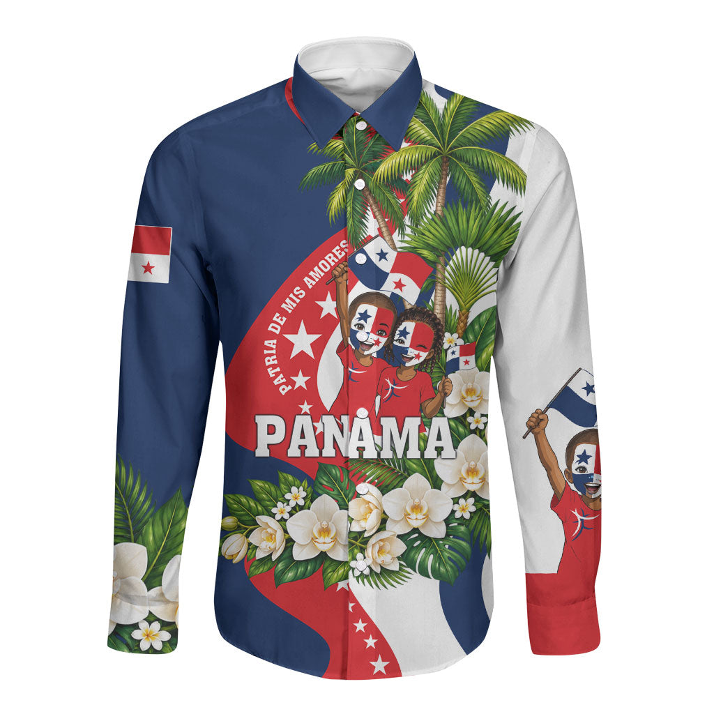 Panama Flag Day Long Sleeve Button Shirt Patriotic Eagle Flag Heritage Honor Glory Tradition