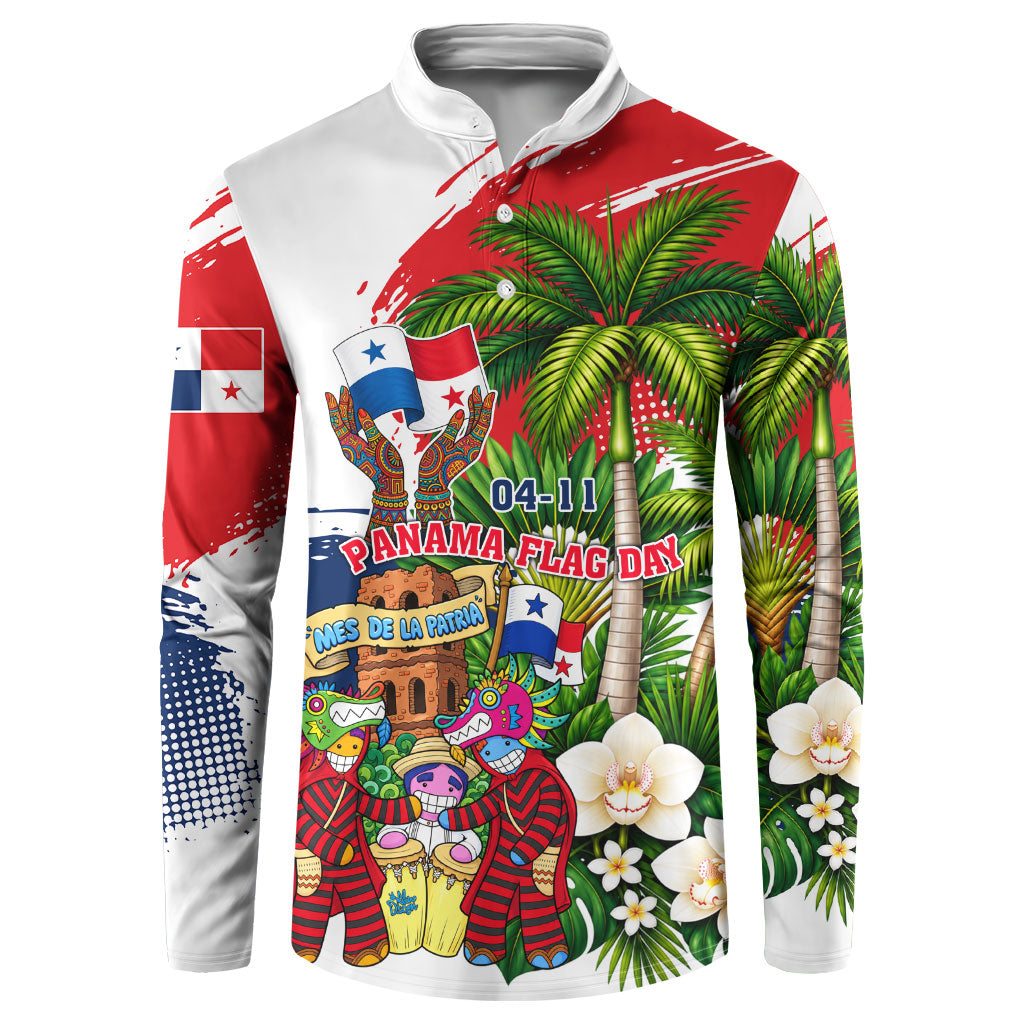 Panama Flag Day Button Sweatshirt Dia De La Bandera Mes De La Patria Tropical Patriotic
