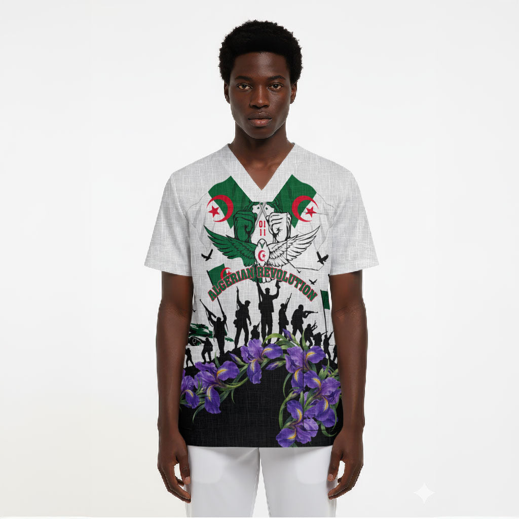 Algeria Revolution Day Scrub Top Algerian Flag Patriot - Glorious Martyrs