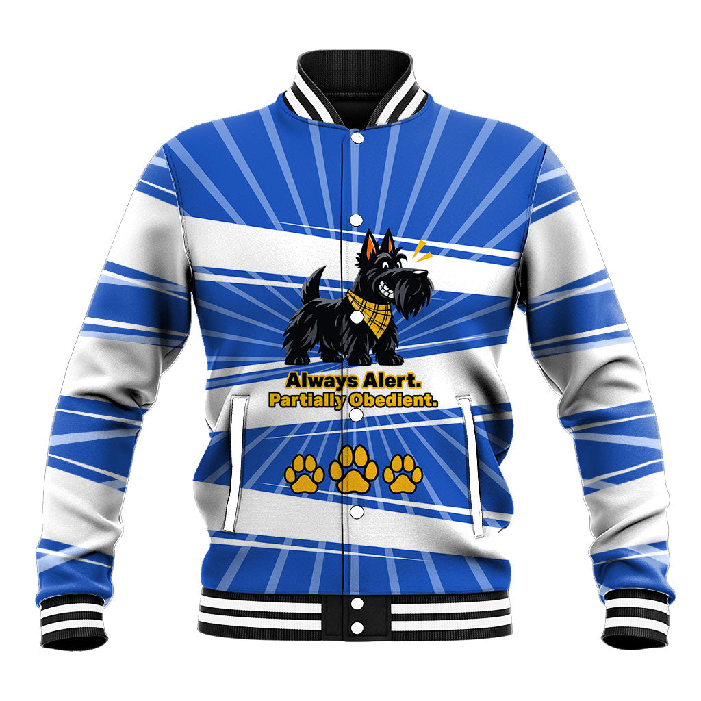 Scottish Terrier Scottie Power Baseball Jacket Funny Cartoon Dog Lover Quote Art