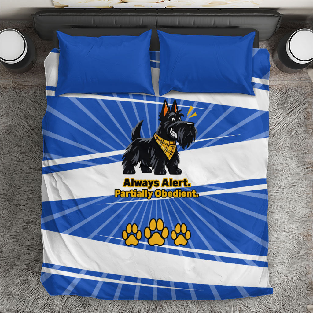 Scottish Terrier Scottie Power Bedding Set Funny Cartoon Dog Lover Quote Art