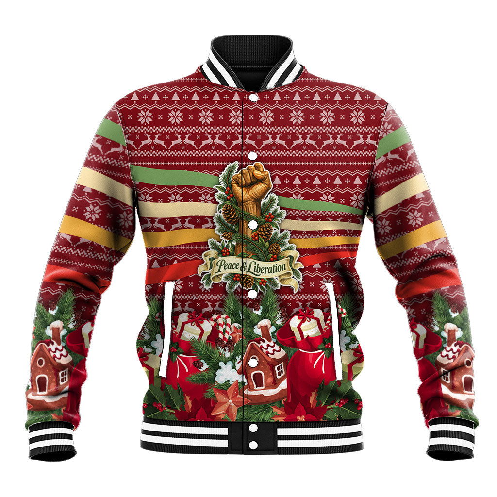 Malcolm X Peace And Liberation Christmas Baseball Jacket Pattern Pan African Colors Xmas Holiday