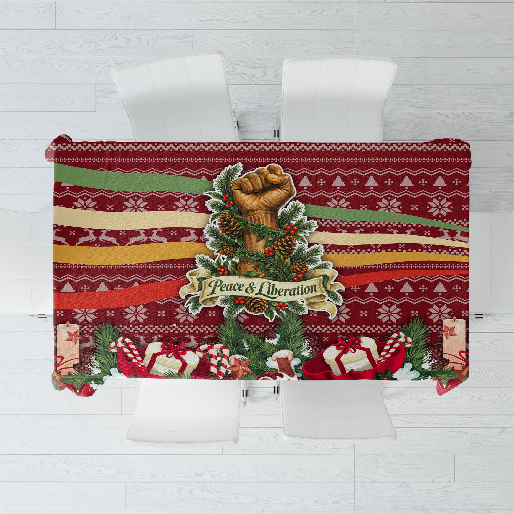 Malcolm X Peace And Liberation Christmas Tablecloth Pattern Pan African Colors Xmas Holiday