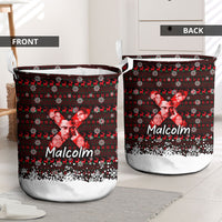 Malcolm X Christmas Laundry Basket Retro Knitted Pattern Holiday Wreath Civil Rights Leader