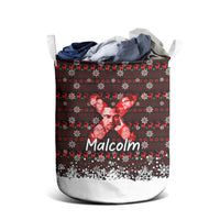 Malcolm X Christmas Laundry Basket Retro Knitted Pattern Holiday Wreath Civil Rights Leader