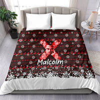 Malcolm X Christmas Bedding Set Retro Knitted Pattern Holiday Wreath Civil Rights Leader