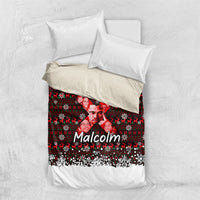 Malcolm X Christmas Bedding Set Retro Knitted Pattern Holiday Wreath Civil Rights Leader