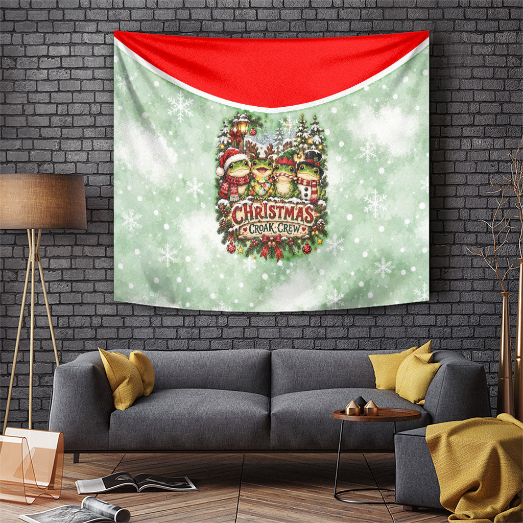 Cute Christmas Santa Frogs Tapestry Hoppy Holidays Vintage Festive Winter