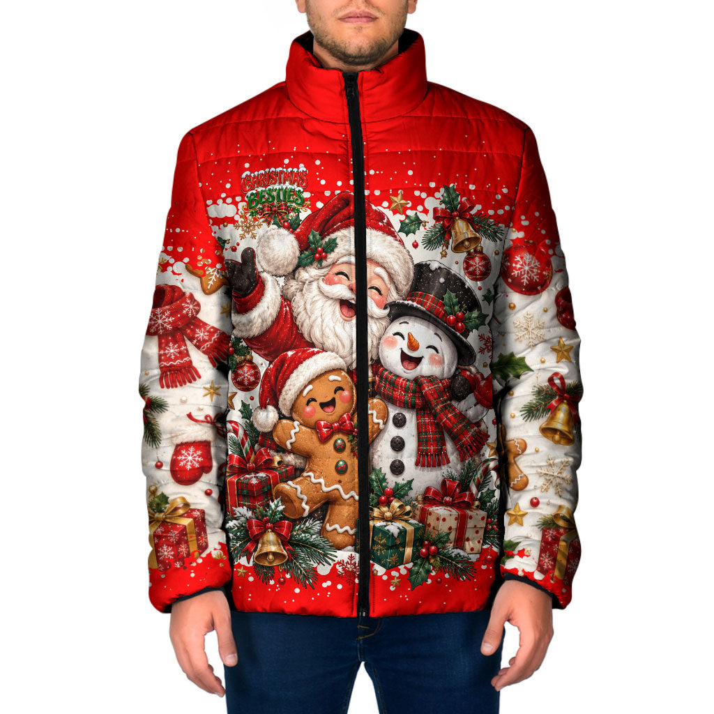 Santa Snowman Gingerbread Christmas Padded Jacket Cute Festive Character - Besties Sweet Holiday Crew
