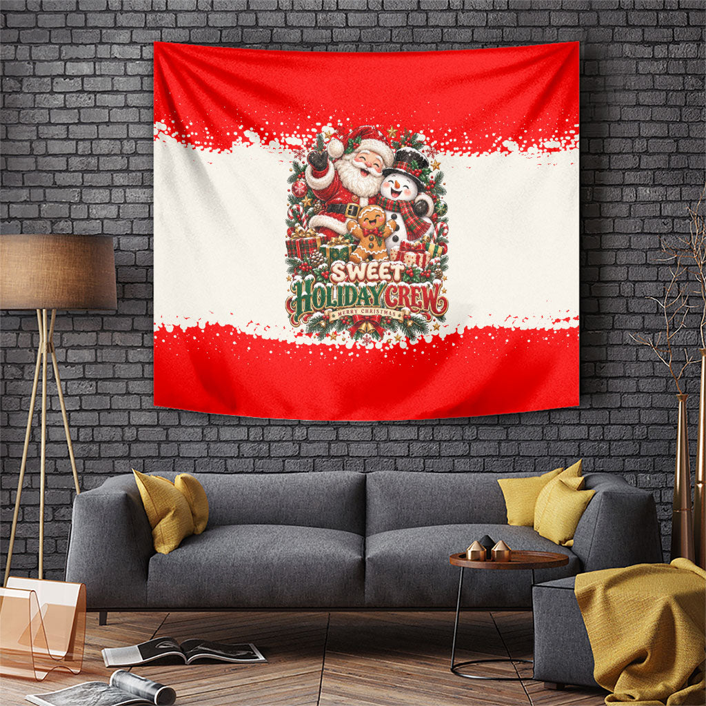 Santa Snowman Gingerbread Christmas Tapestry Cute Festive Character - Besties Sweet Holiday Crew