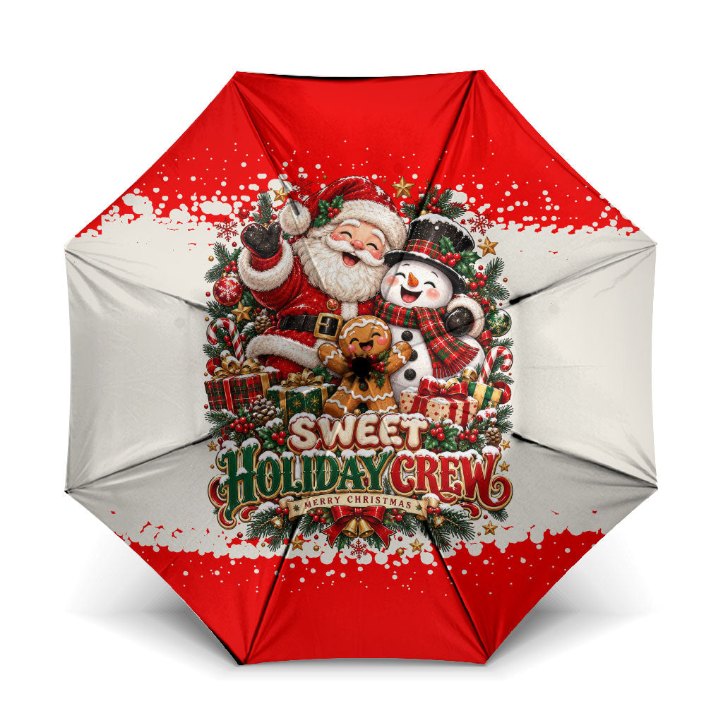 Santa Snowman Gingerbread Christmas Umbrella Cute Festive Character - Besties Sweet Holiday Crew