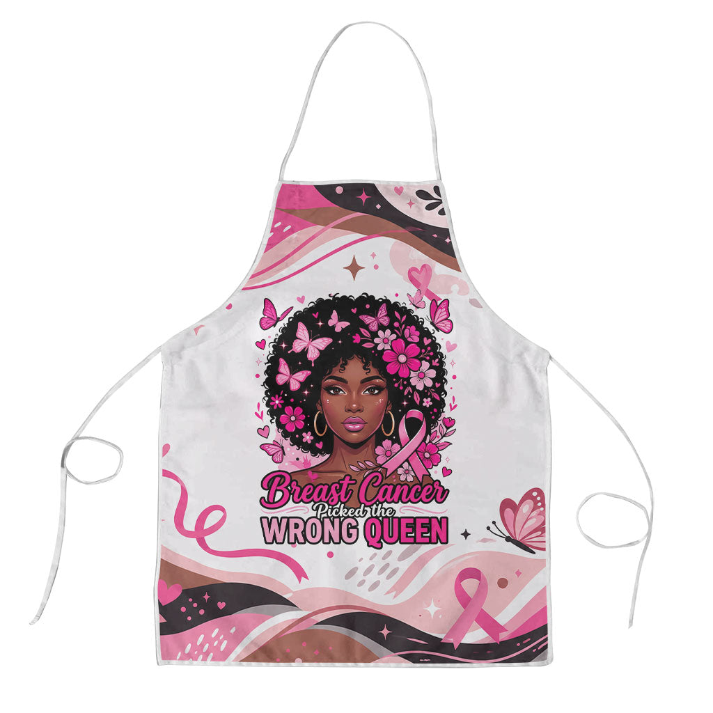 African American Breast Cancer Awareness Queen Apron Pink Ribbon Floral Butterfly Boxing Gloves Warrior Art