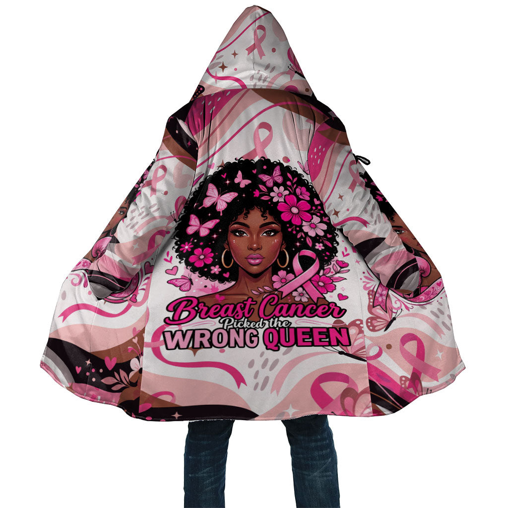African American Breast Cancer Awareness Queen Cloak Pink Ribbon Floral Butterfly Boxing Gloves Warrior Art