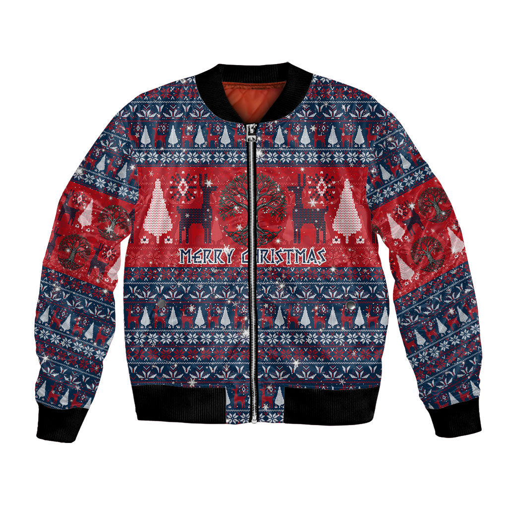 Viking Merry Christmas Yule Soul Bomber Jacket Norse Mythology Nordic Warrior Longship
