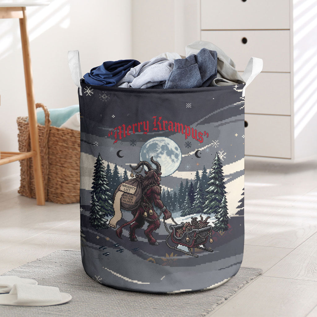 Keep Krampus In Christmas Laundry Basket Gothic Dark Horror Mythical Creature Xmas Art
