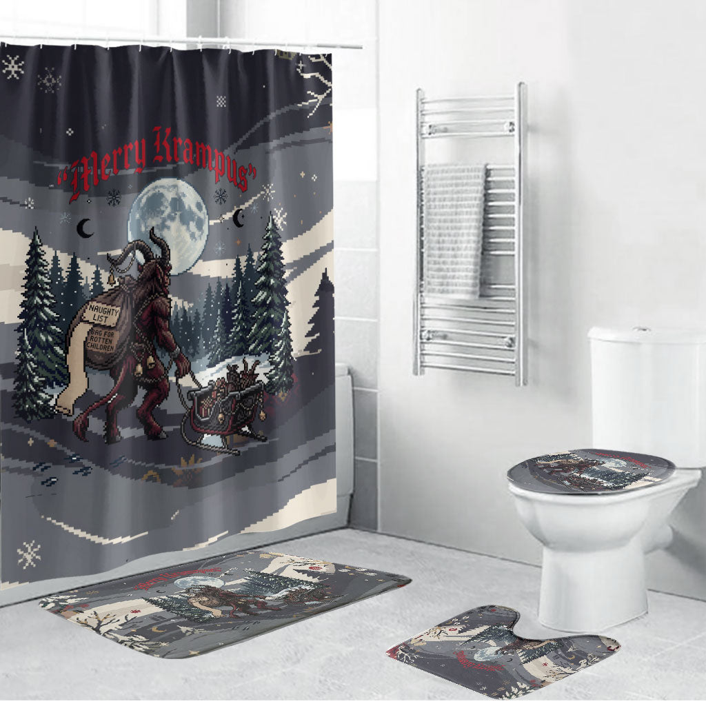 Keep Krampus In Christmas Bathroom Set Gothic Dark Horror Mythical Creature Xmas Art
