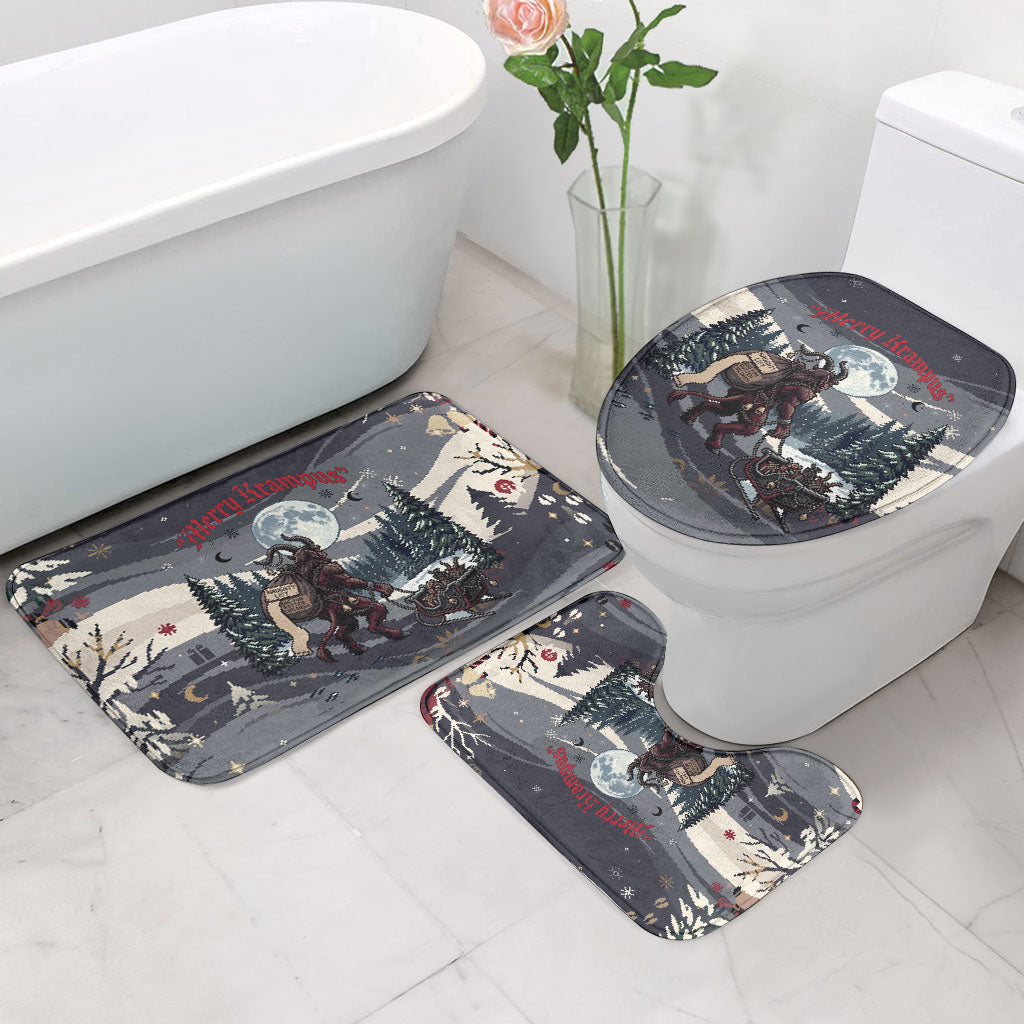 Keep Krampus In Christmas Bathroom Set Gothic Dark Horror Mythical Creature Xmas Art