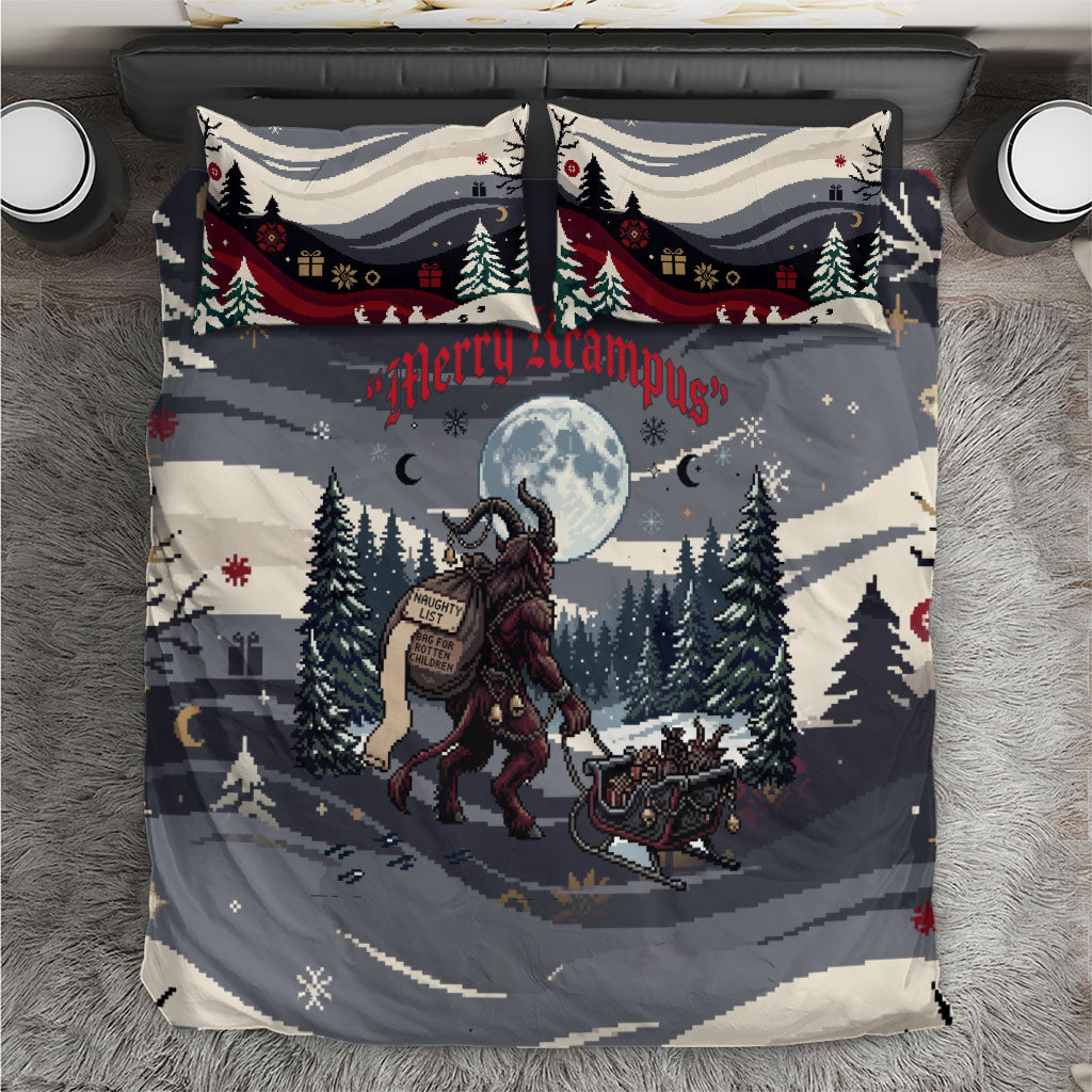Keep Krampus In Christmas Bedding Set Gothic Dark Horror Mythical Creature Xmas Art
